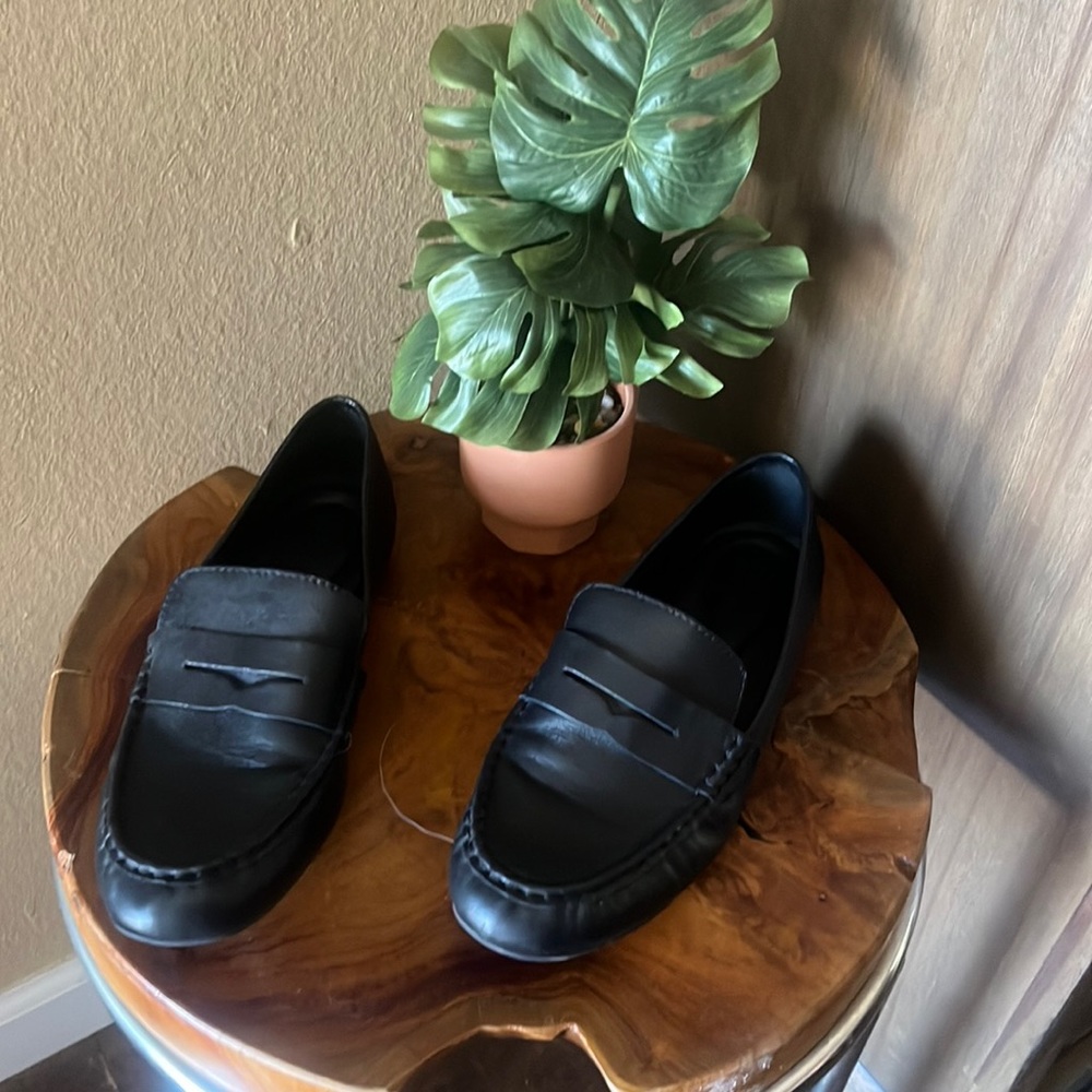 Black Born leather penny loafers